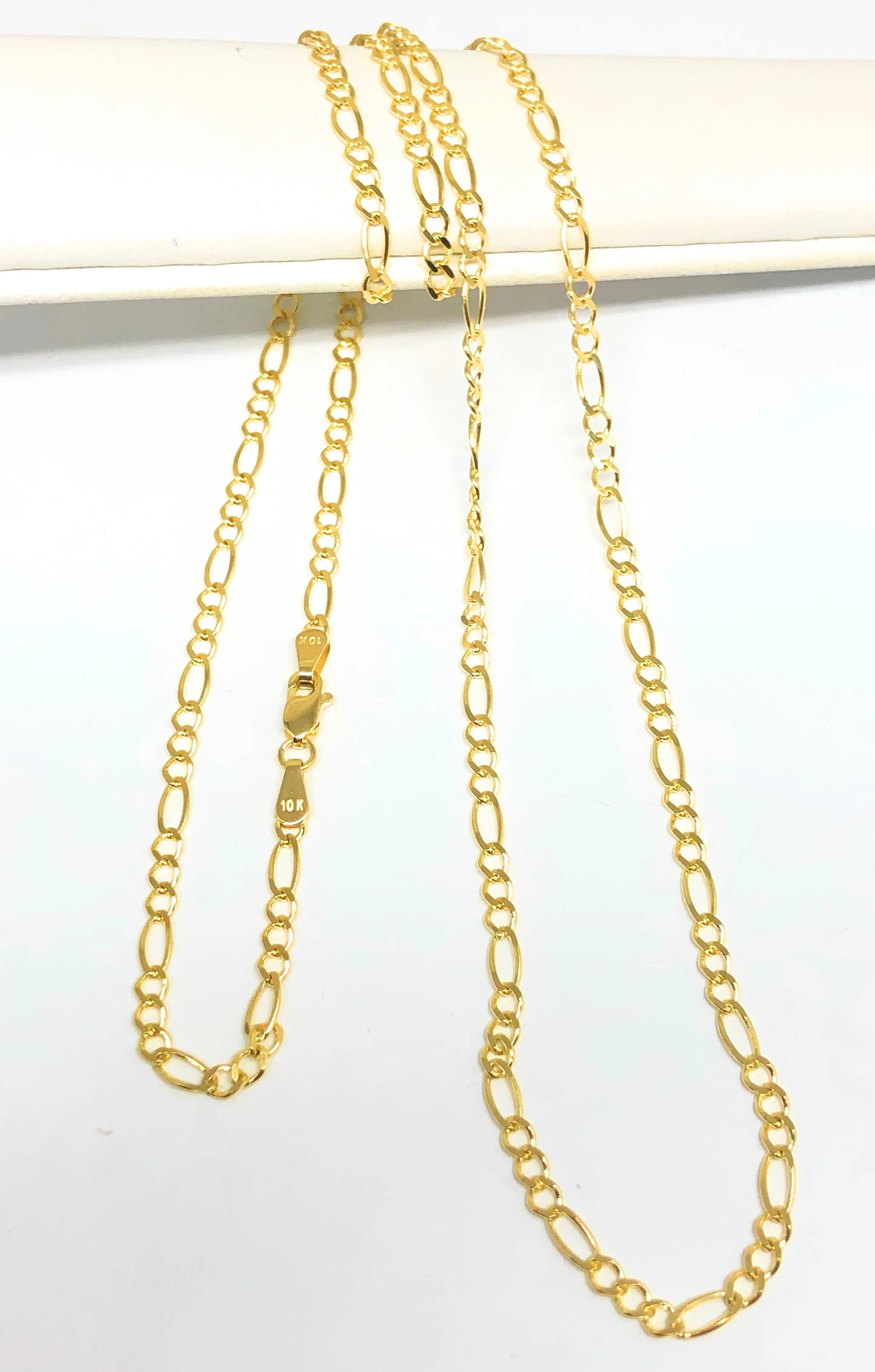 10k Solid Gold Figaro Chain 16-24 inches 2.5mm (Full Solid Style)