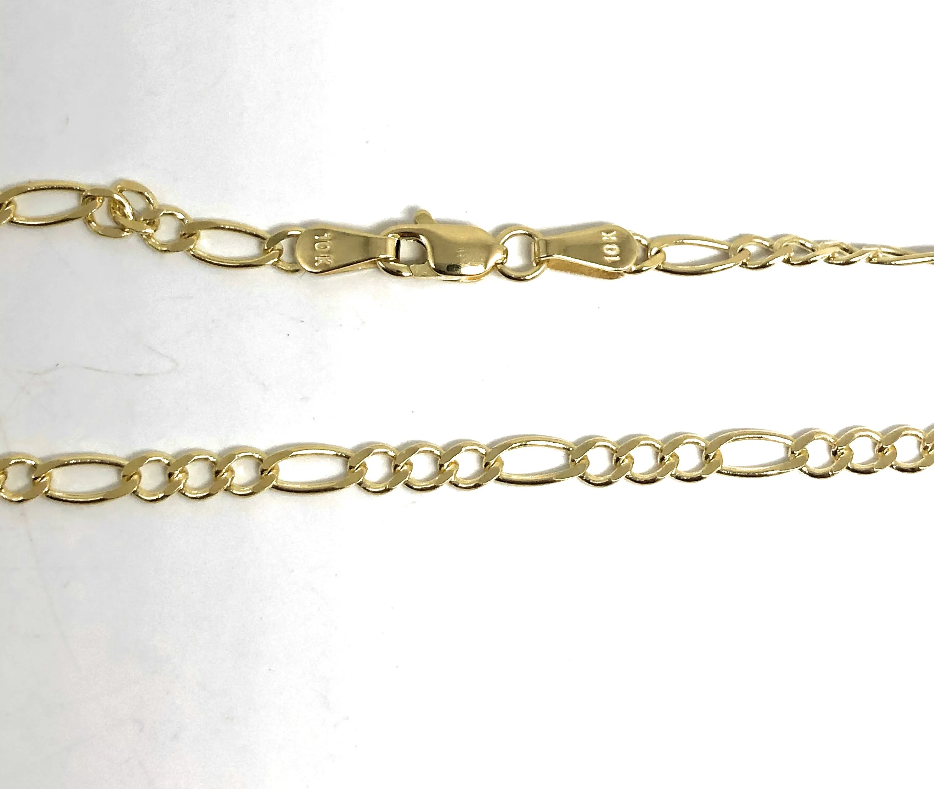 10k Solid Gold Figaro Chain 16-24 inches 2.5mm (Full Solid Style)