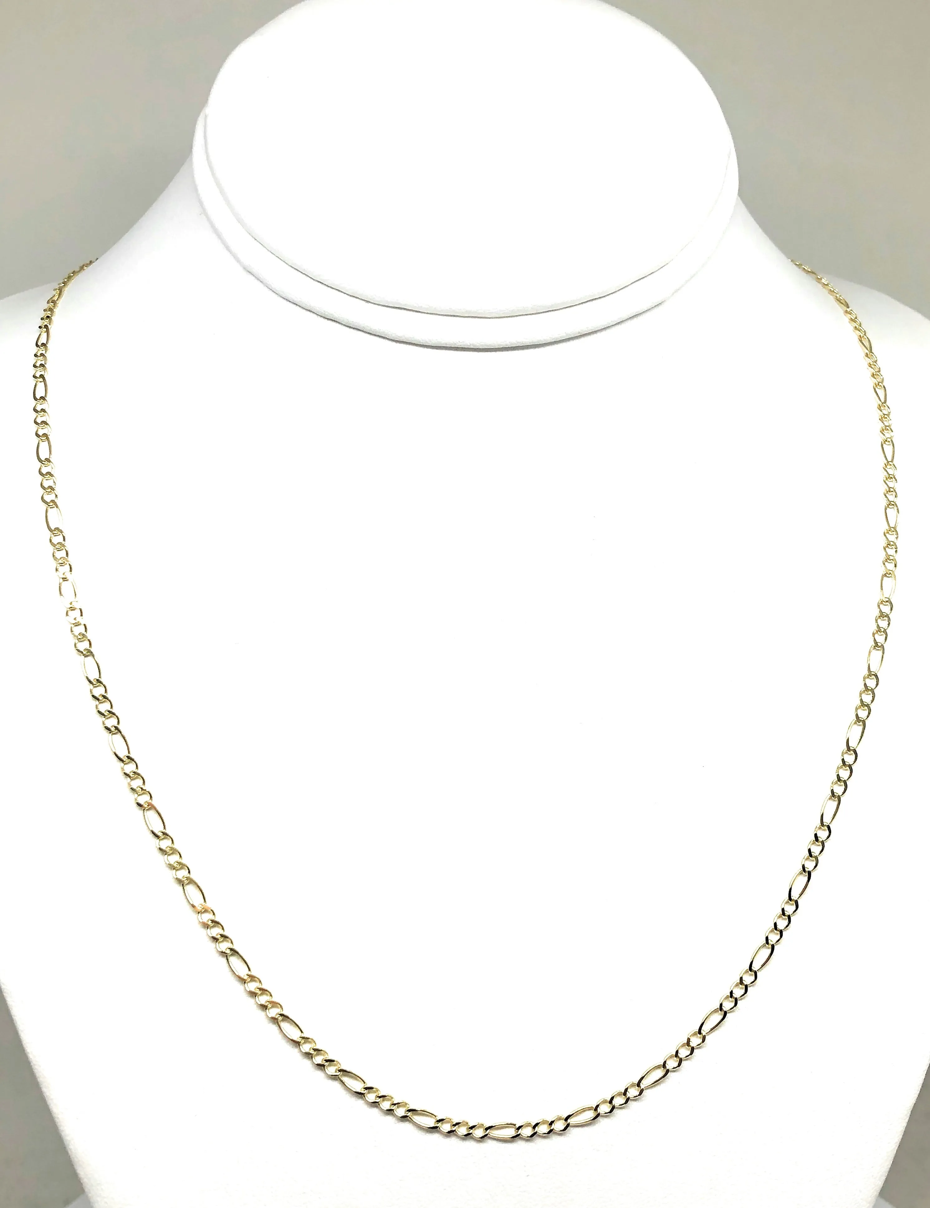 10k Solid Gold Figaro Chain 16-24 inches 2.5mm (Full Solid Style)