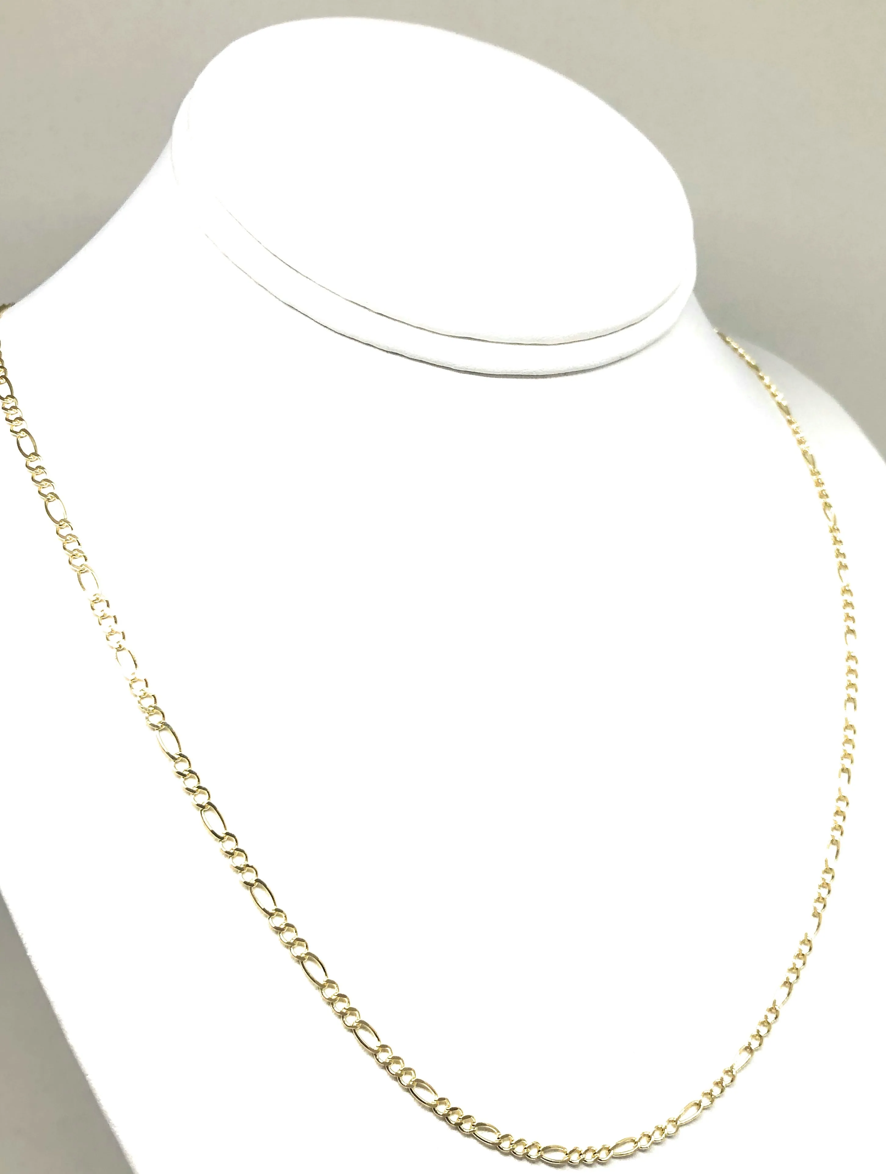 10k Solid Gold Figaro Chain 16-24 inches 2.5mm (Full Solid Style)