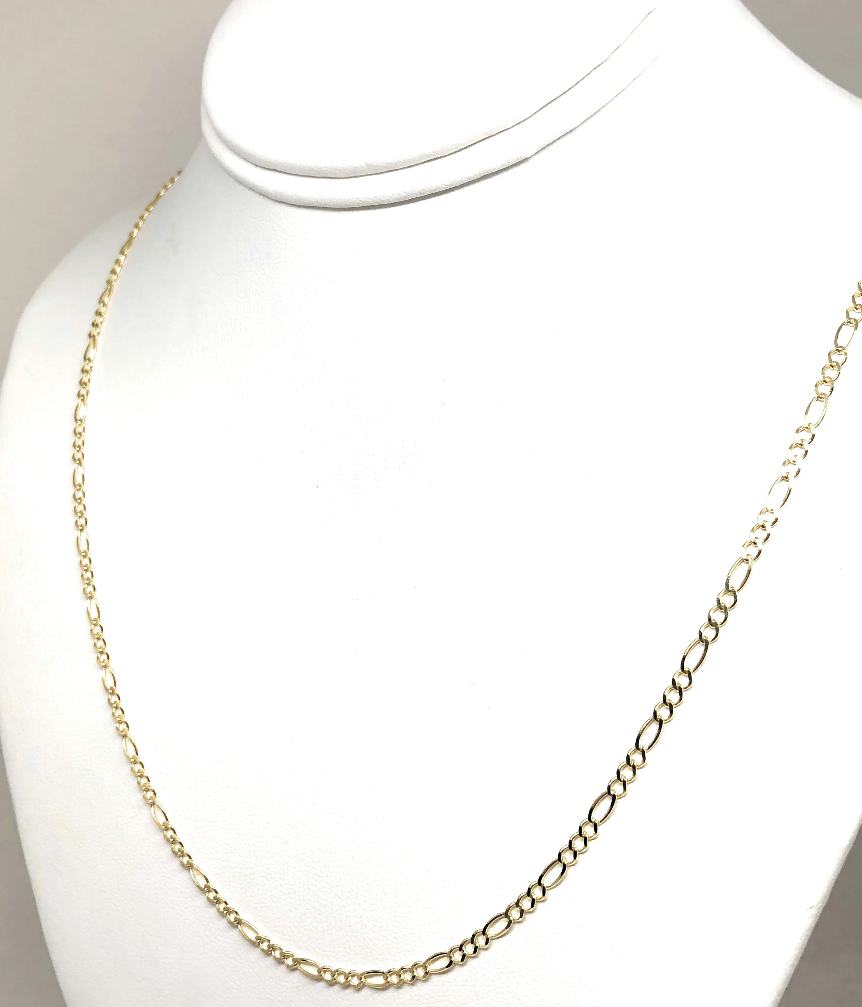 10k Solid Gold Figaro Chain 16-24 inches 2.5mm (Full Solid Style)