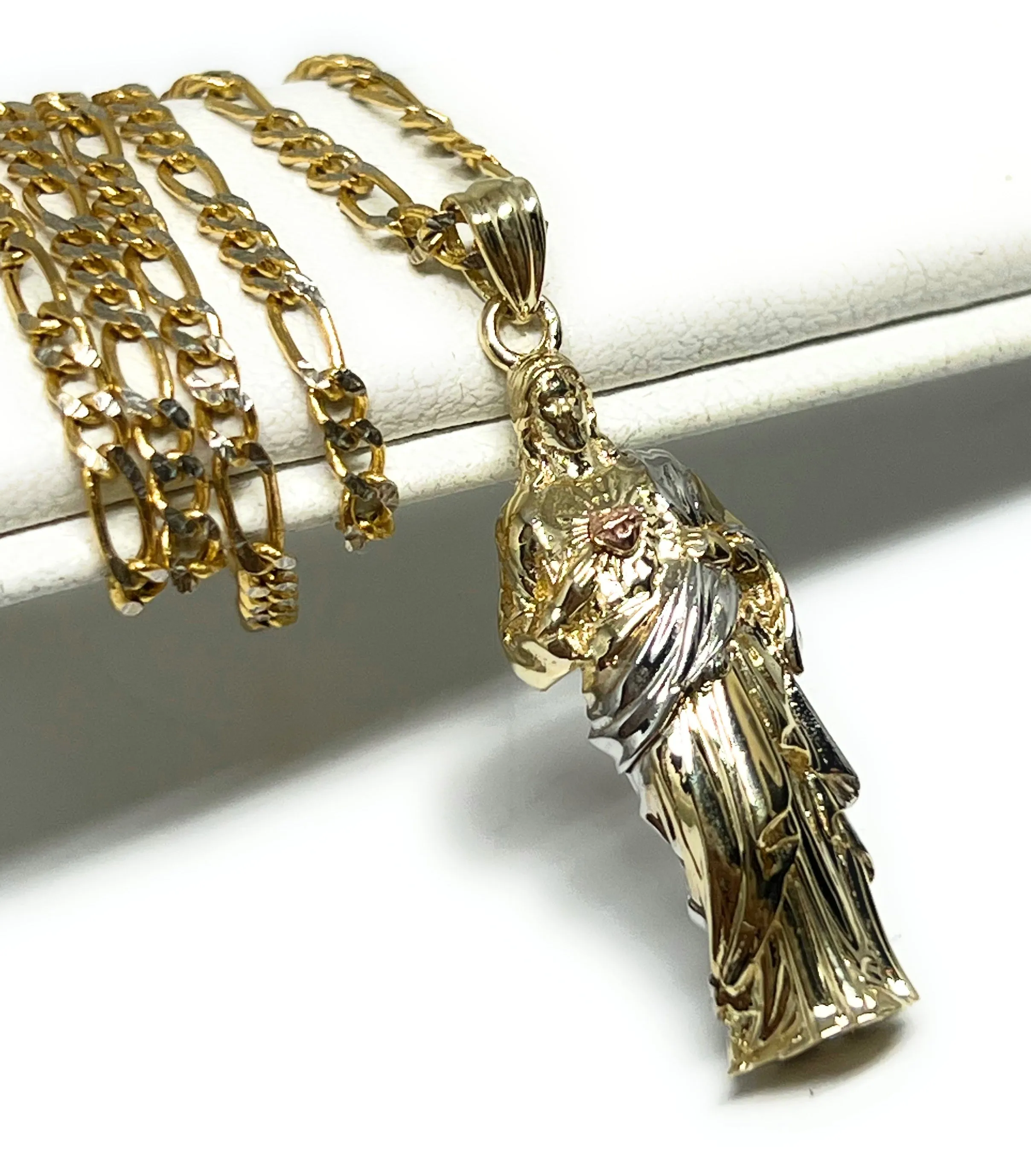 10k Solid Gold Jesus Sagrado Corazon 3D Pendant FULL 3D Statue (FC)