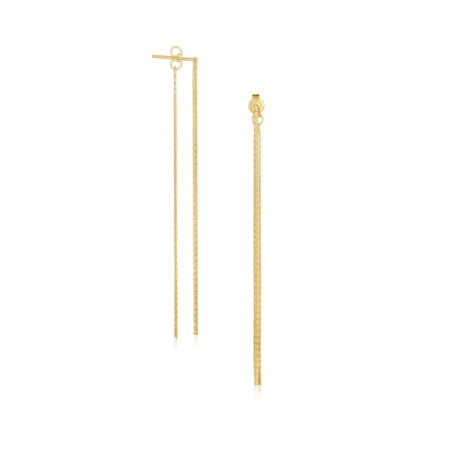 14k Yellow Gold Double Chain Style Drop Earrings-rx66849