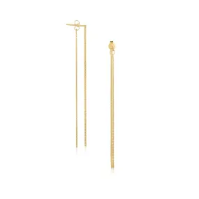 14k Yellow Gold Double Chain Style Drop Earrings-rx66849