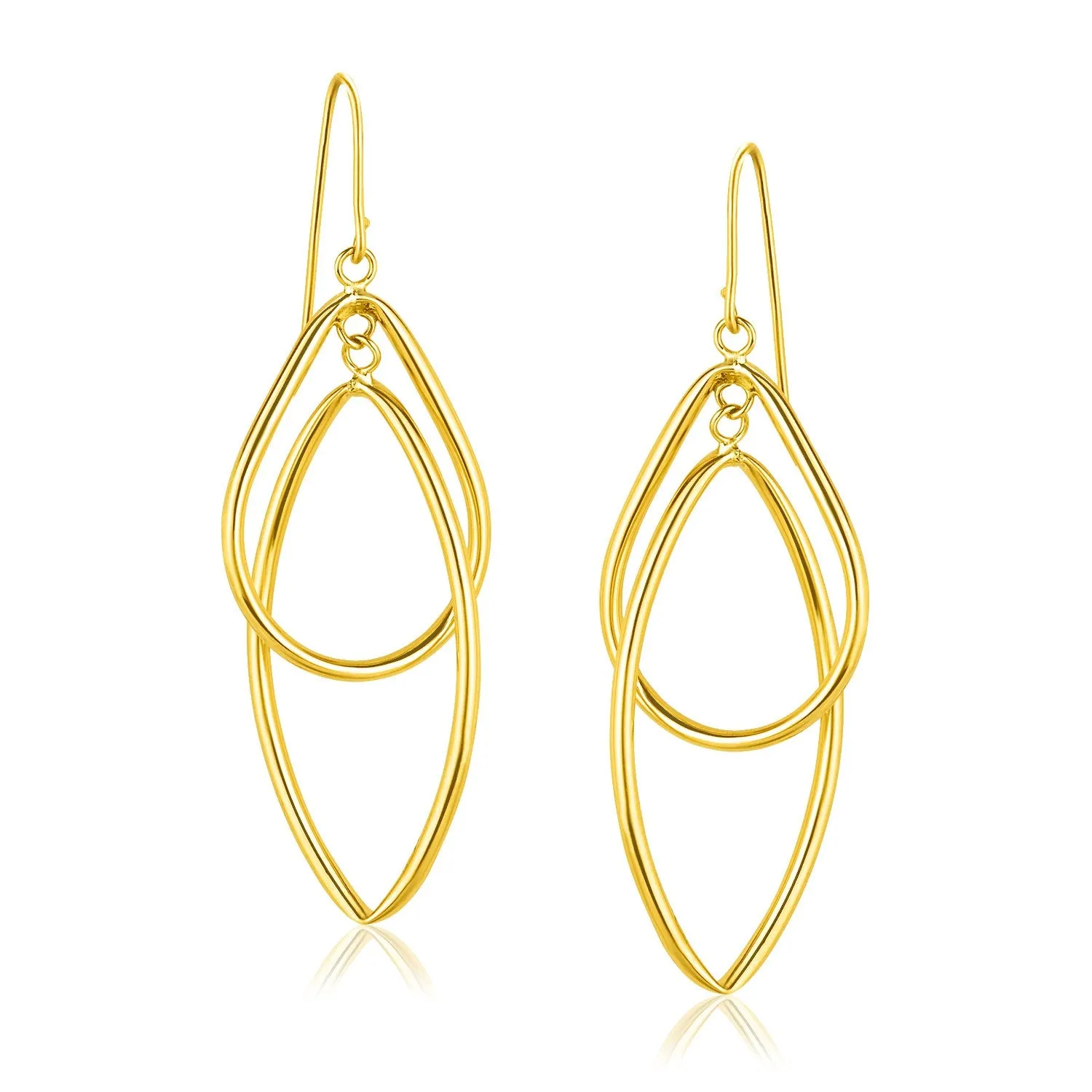 14k Yellow Gold Entwined Teardrop Double Row Earrings-rx46640