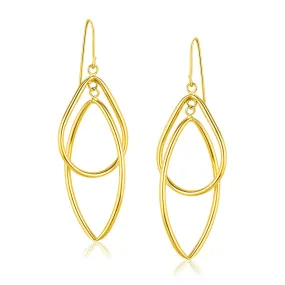 14k Yellow Gold Entwined Teardrop Double Row Earrings-rx46640