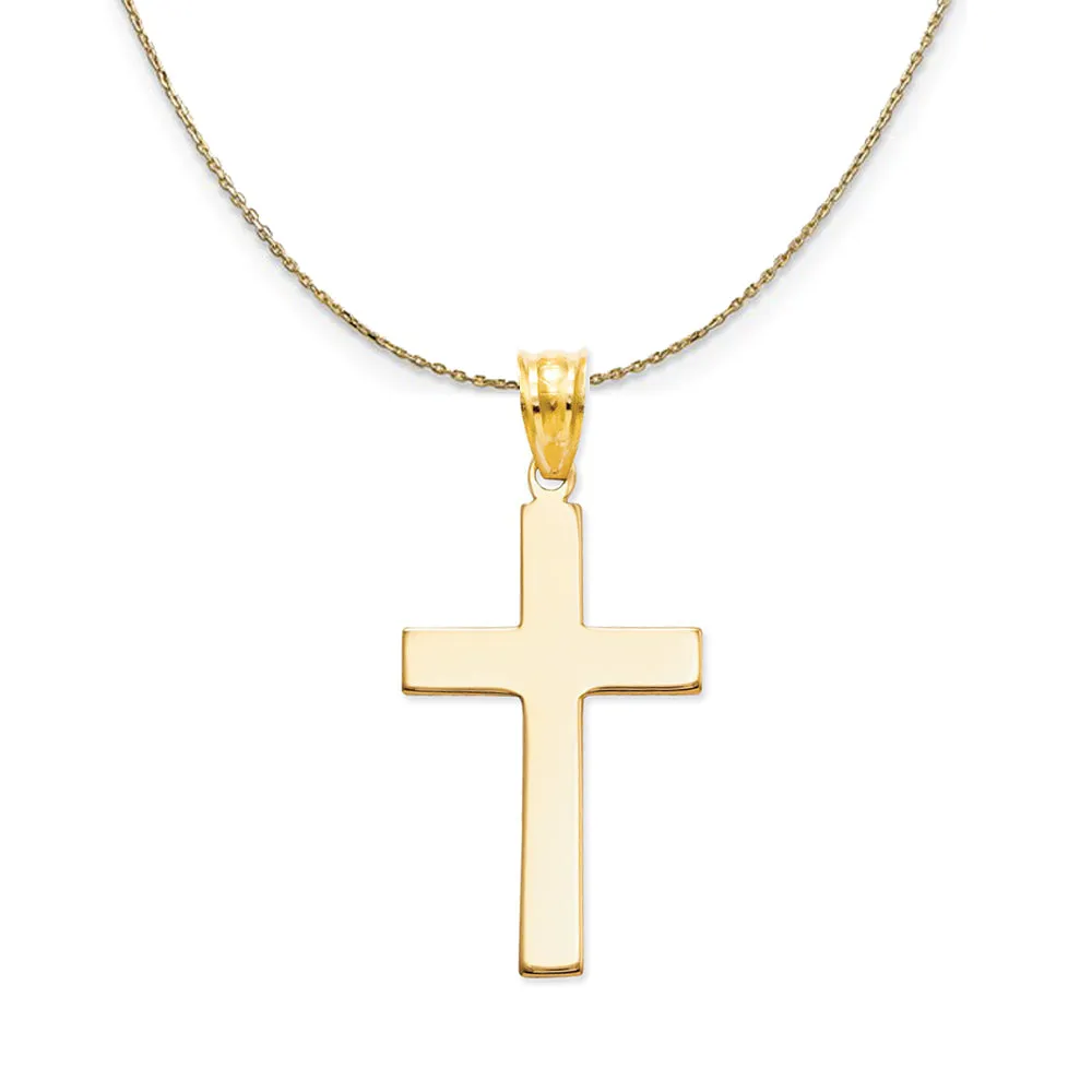 14k Yellow Gold, Satin Cross (14 x 28mm) Necklace