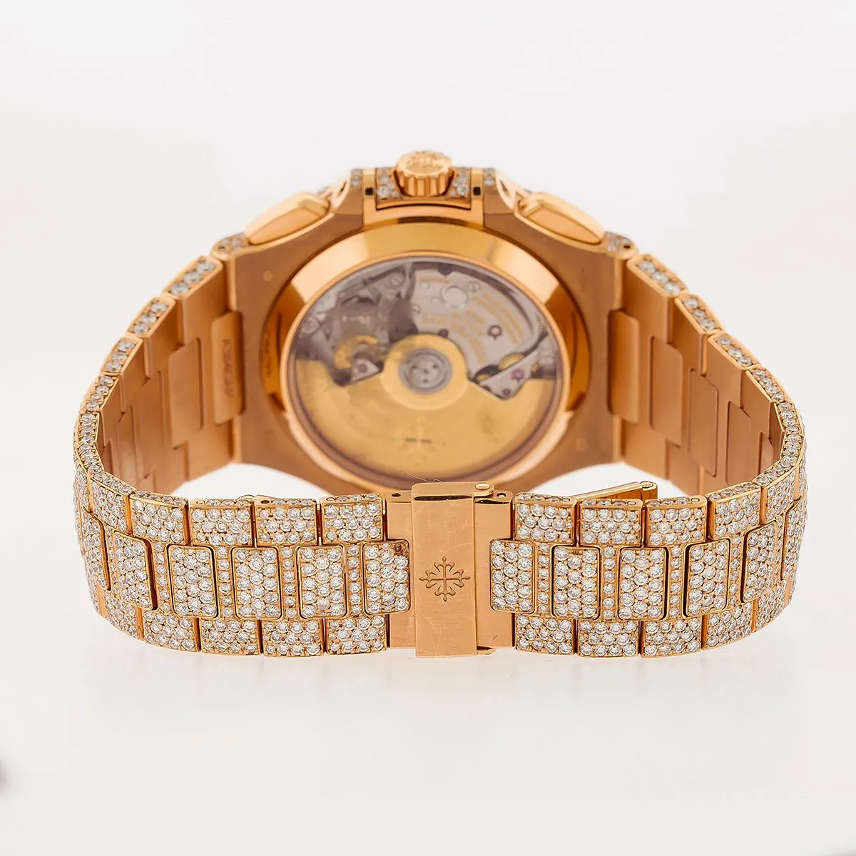 18K Rose Gold Patek Philippe Nautilus 5980/1R  40.5mm Champagne Dial Diamond Watch