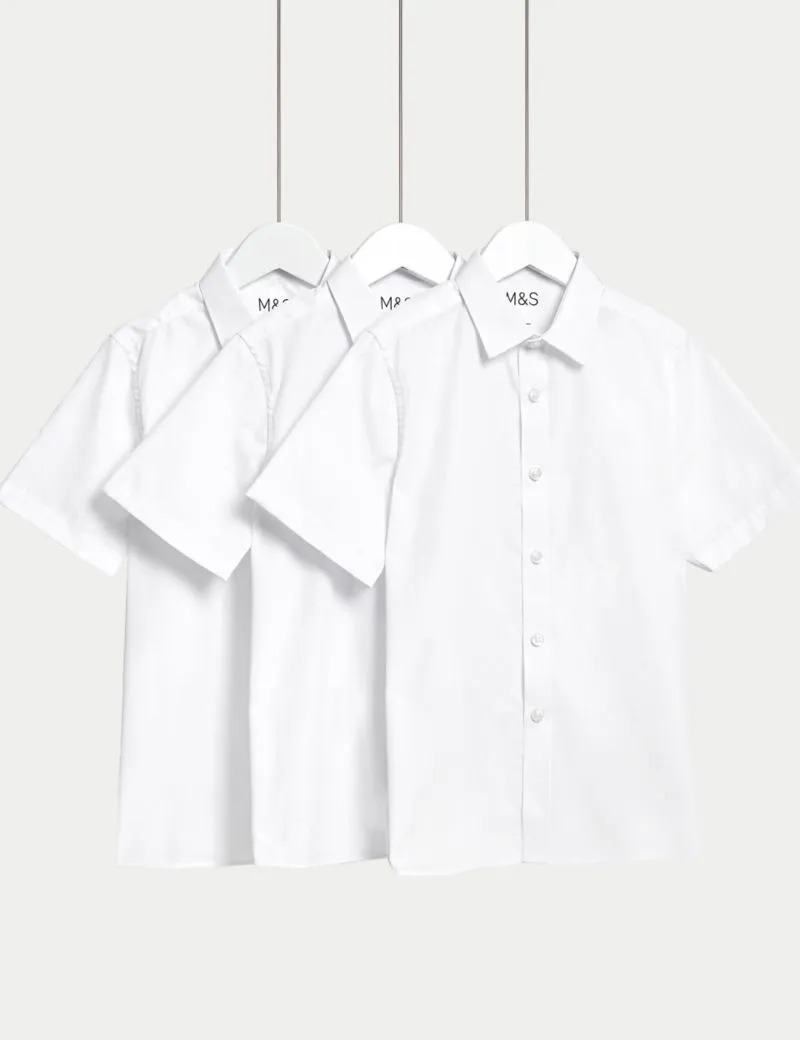 3pk Boys' Easy Iron School Shirts (2-16 Yrs)