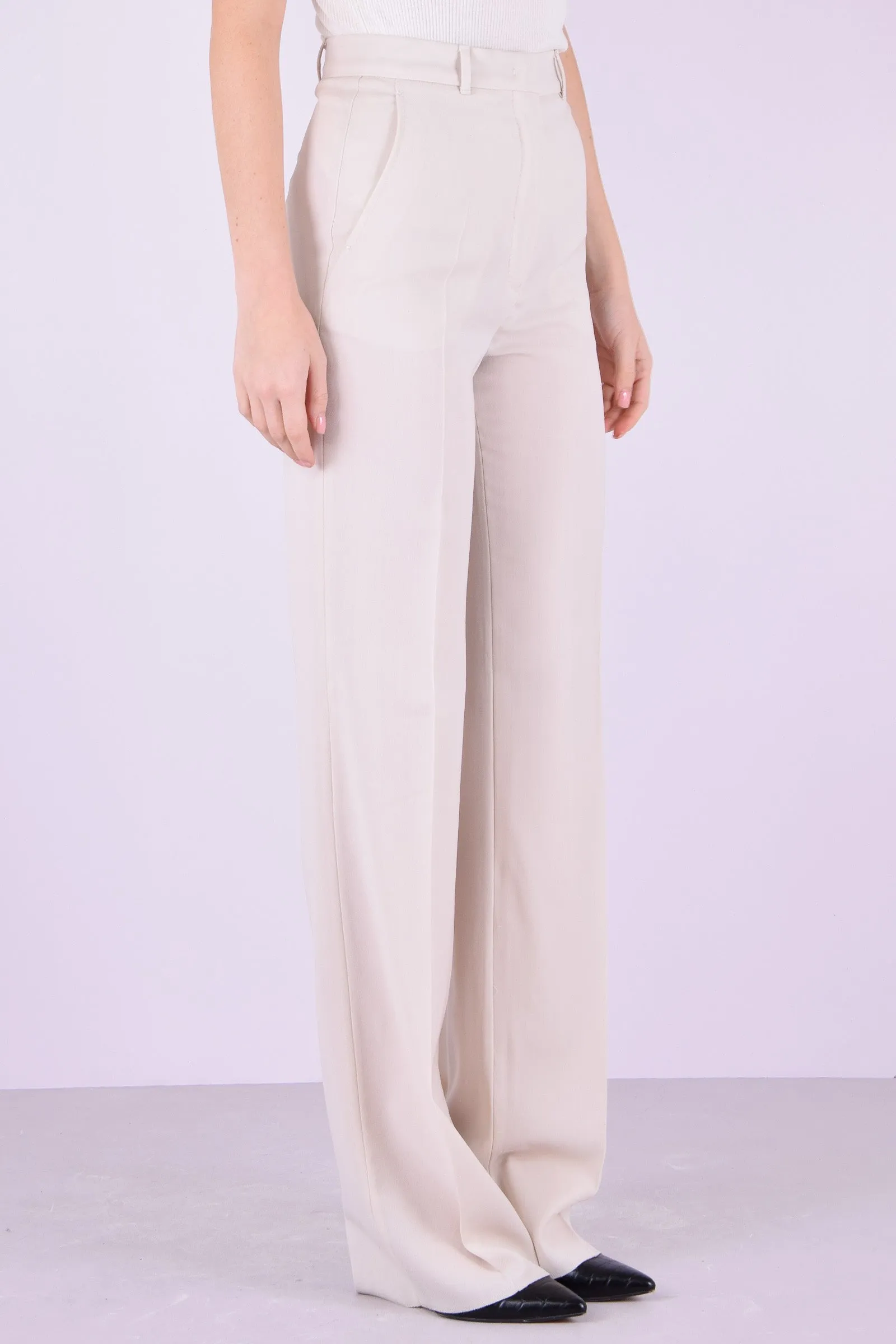 Agami Pantalone Crepe Satin Burro