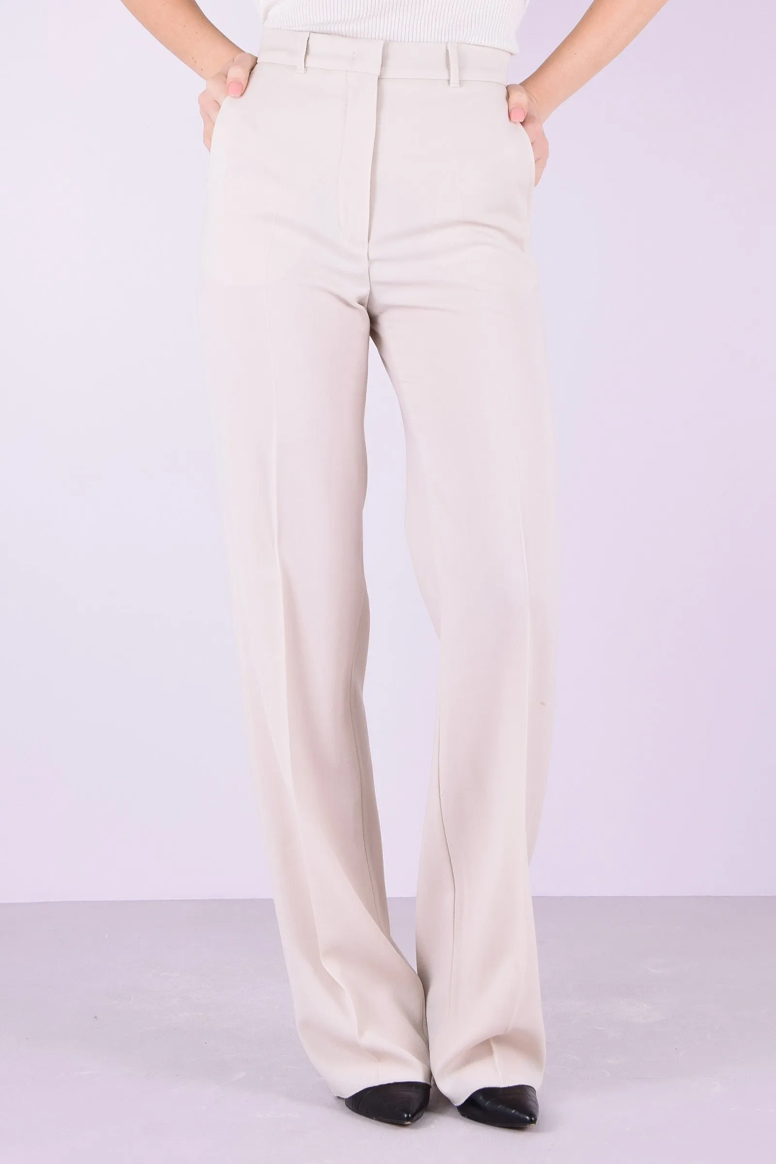 Agami Pantalone Crepe Satin Burro