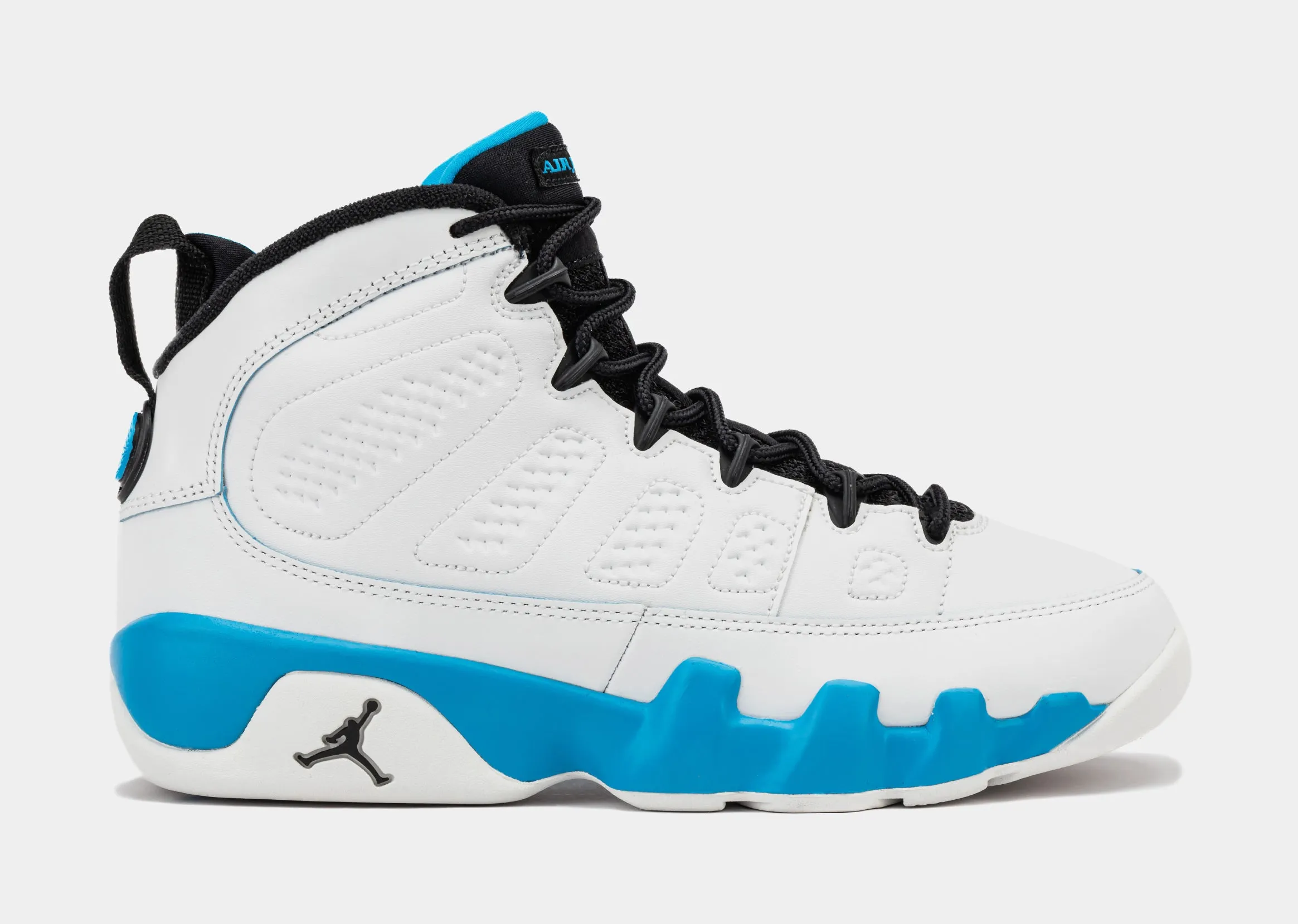 Air Jordan 9 Retro Powder Blue Grade School Lifestyle Shoes (Summit White/Black/Powder Blue)