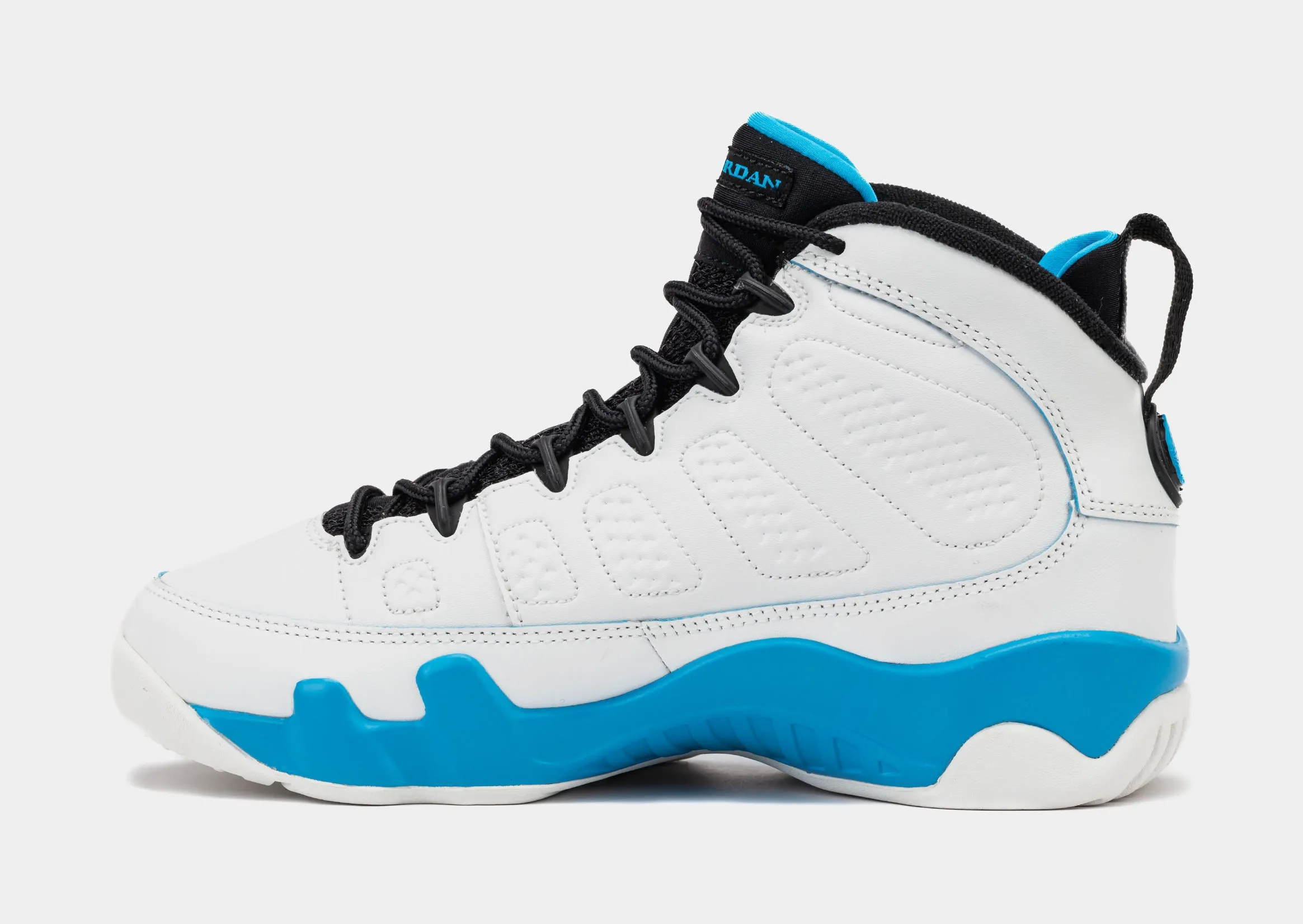 Air Jordan 9 Retro Powder Blue Grade School Lifestyle Shoes (Summit White/Black/Powder Blue)