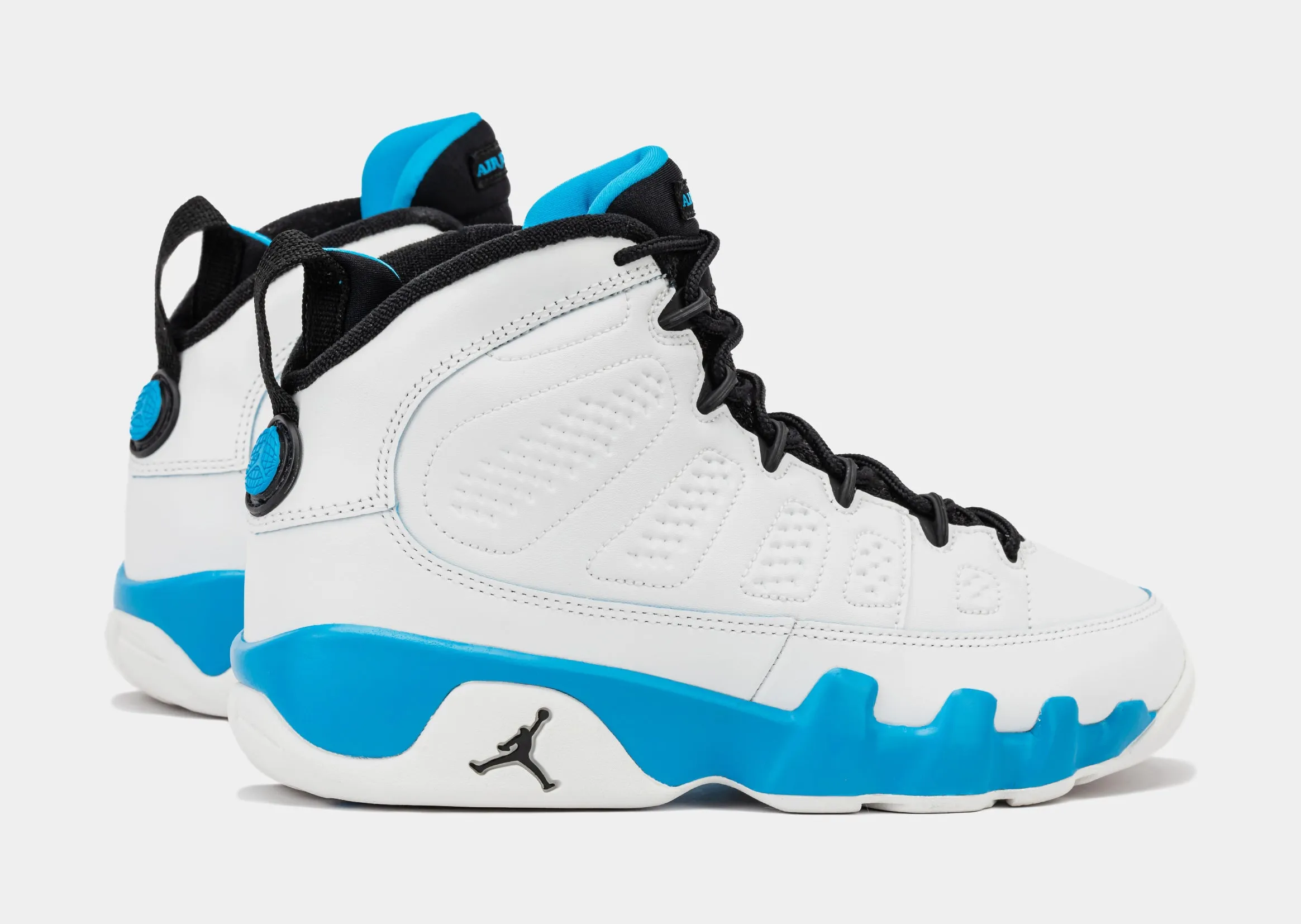 Air Jordan 9 Retro Powder Blue Grade School Lifestyle Shoes (Summit White/Black/Powder Blue)