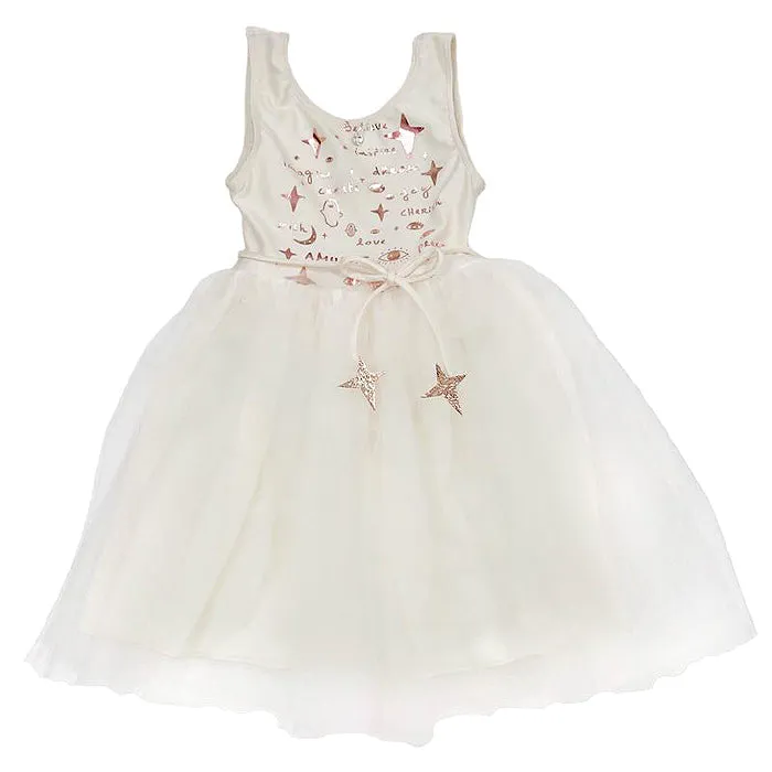 Atsuyo Et Akiko Child Amulet Dress With Rose Gold Foil White