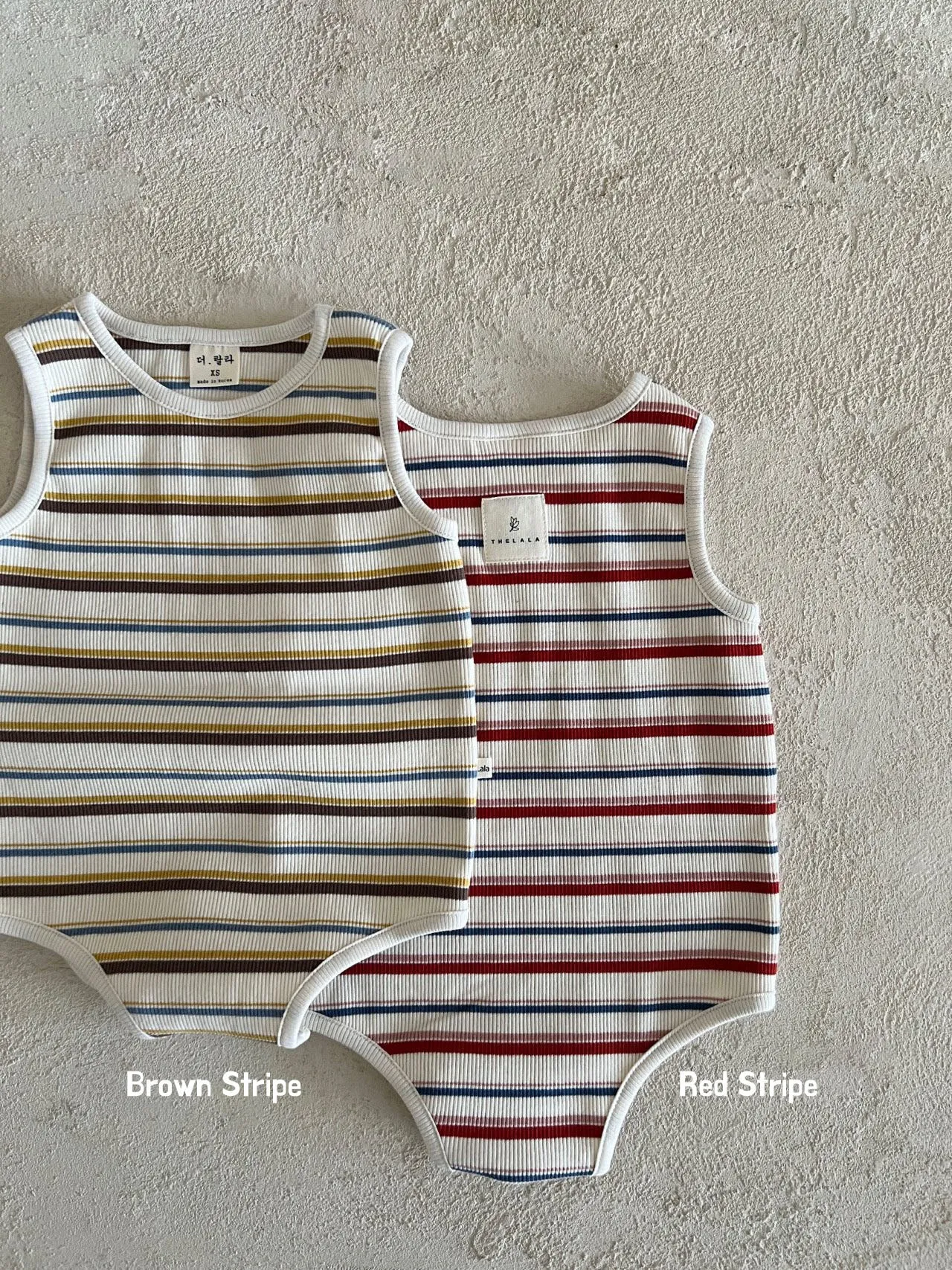 Baby Lala Multi-Stripe Tank Top Ribbed Romper (0-18m) - 2 Colors