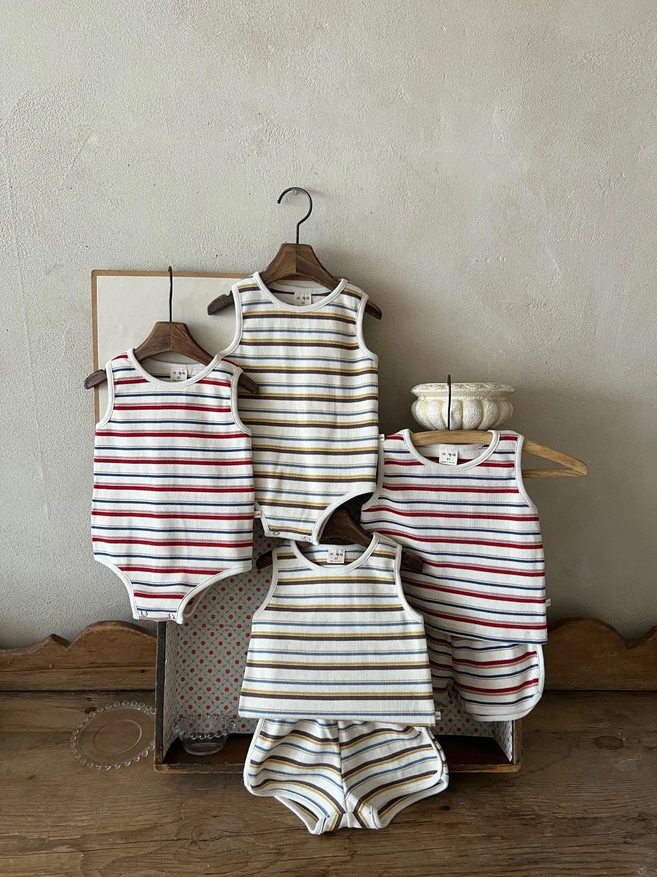 Baby Lala Multi-Stripe Tank Top Ribbed Romper (0-18m) - 2 Colors