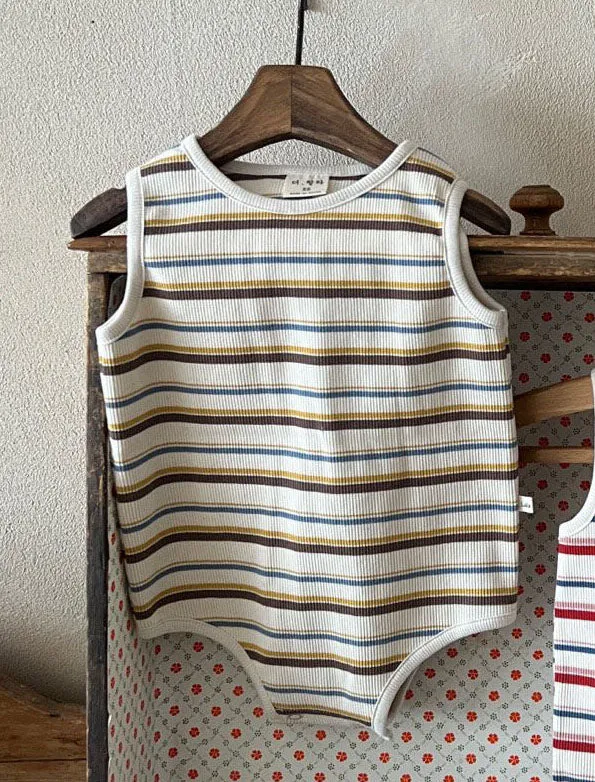 Baby Lala Multi-Stripe Tank Top Ribbed Romper (0-18m) - 2 Colors