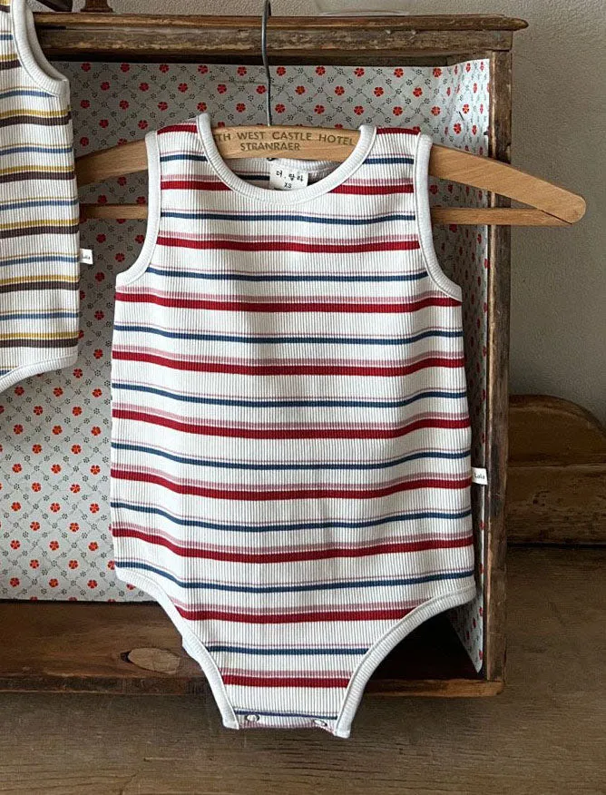 Baby Lala Multi-Stripe Tank Top Ribbed Romper (0-18m) - 2 Colors