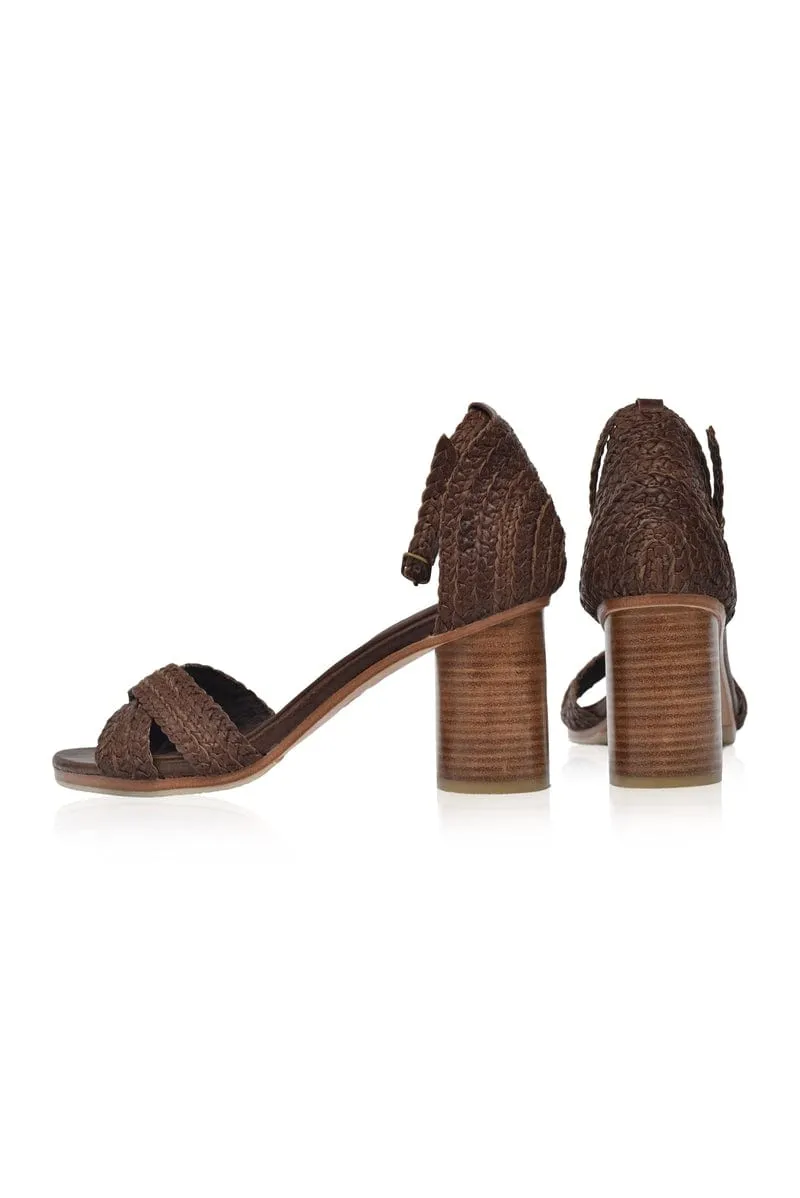 Bahamas Block Heel Sandals in Dark Brown