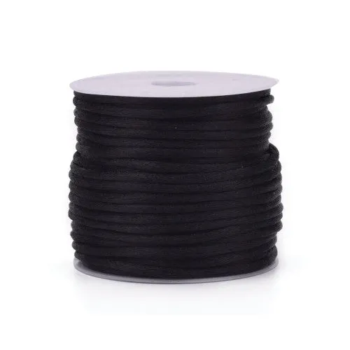 Beading Cord, Nylon Cord, Rattail, Satin Cord, Black, 1mm