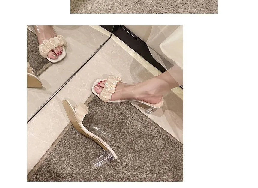 Block Heel PVC Strap Sandals cc29