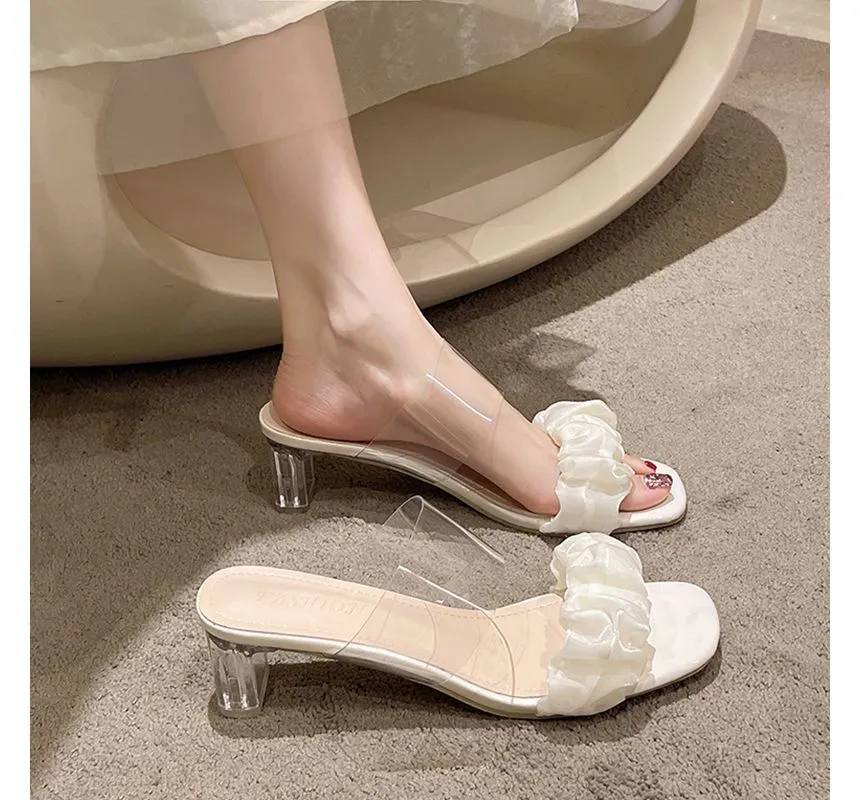 Block Heel PVC Strap Sandals cc29