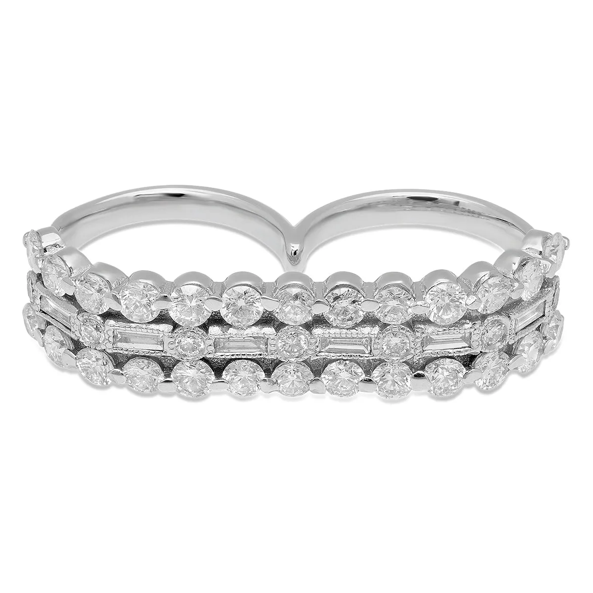 Bold Diamond Double Finger Ring