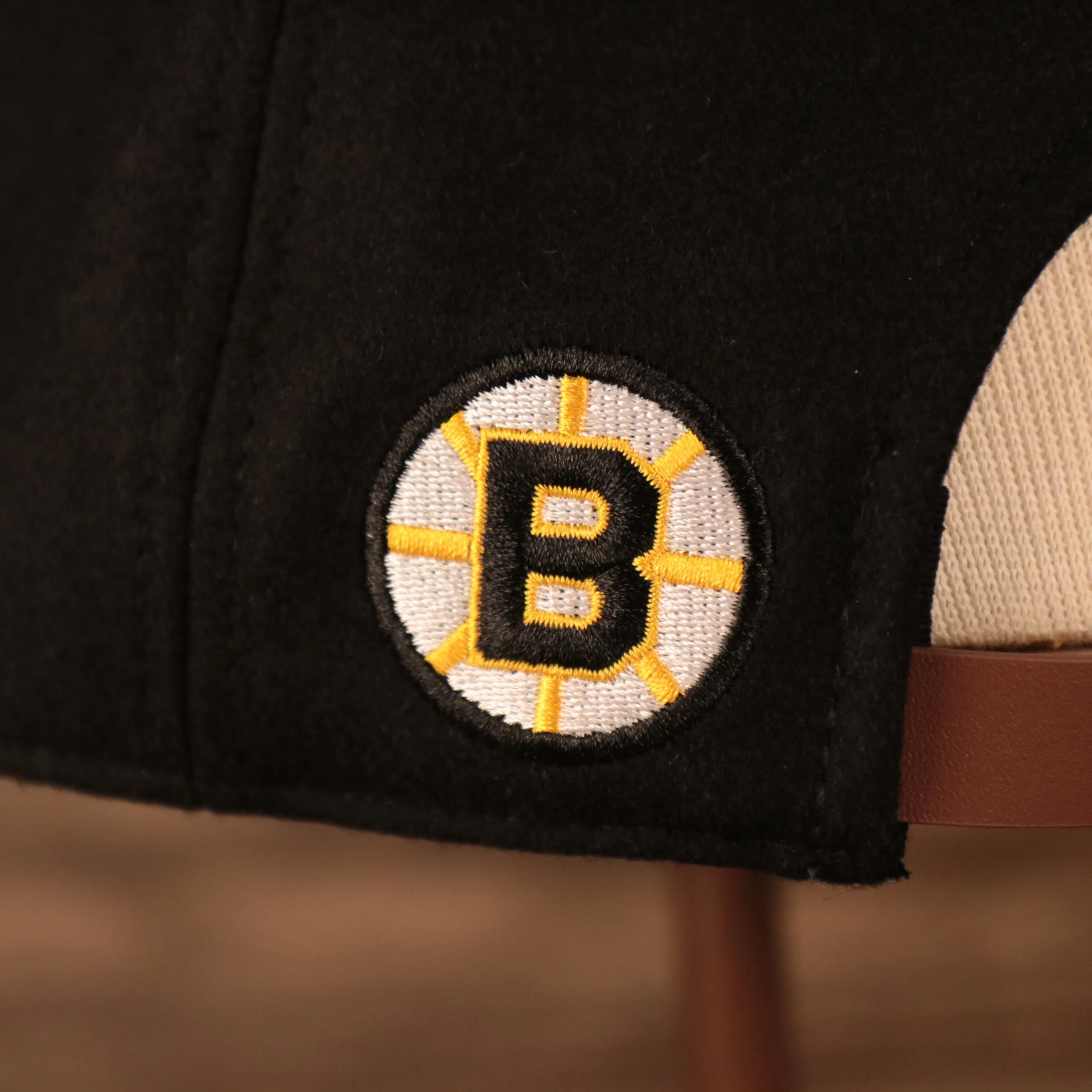 Boston Bruins 50th Anniversary Bobby Orr Patch Signed Brim May 10th 1970 Bruins Patch Back | BW Print Bottom Black Snapback Hat