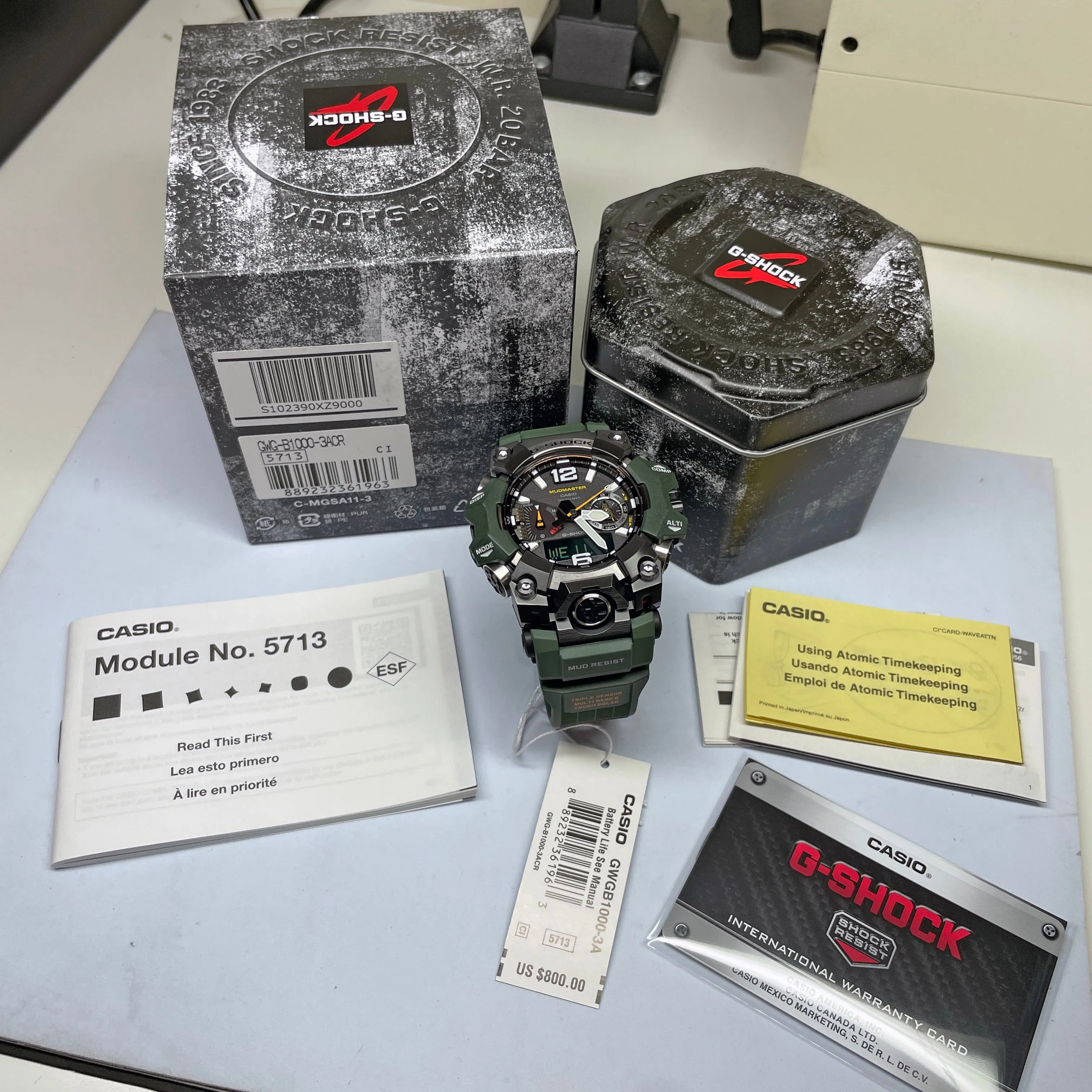 CASIO G-Shock GWGB1000-3A Green Mudmaster Bluetooth Triple Limited Watch