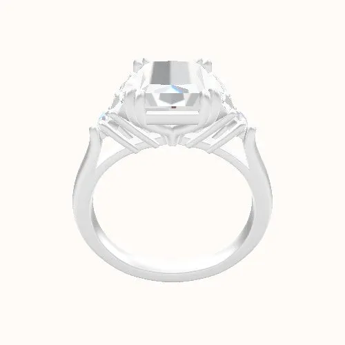 Cathedral Band with Marquise & Round Sidestones Engagement Ring With Double Prongs Head