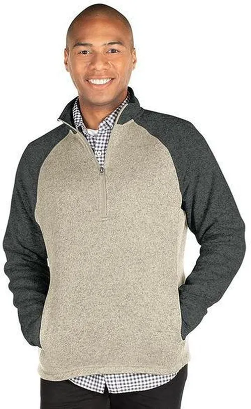 Charles River Quarter Zip Color Blocked Heathered Fleece