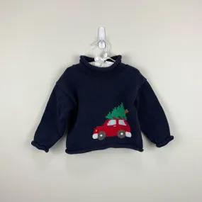 Claver Navy Christmas Tree Roll Neck Sweater 24 Months