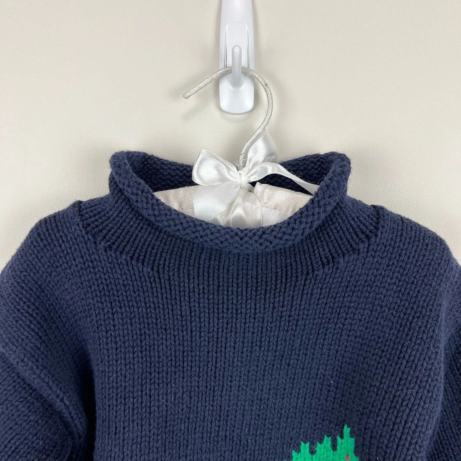 Claver Navy Christmas Tree Roll Neck Sweater 24 Months