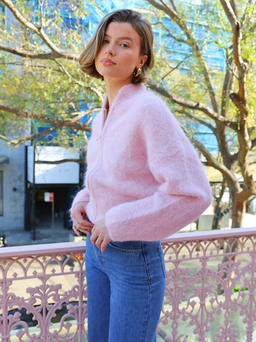 Clea Archer Fluffy Bomber in Marshmallow