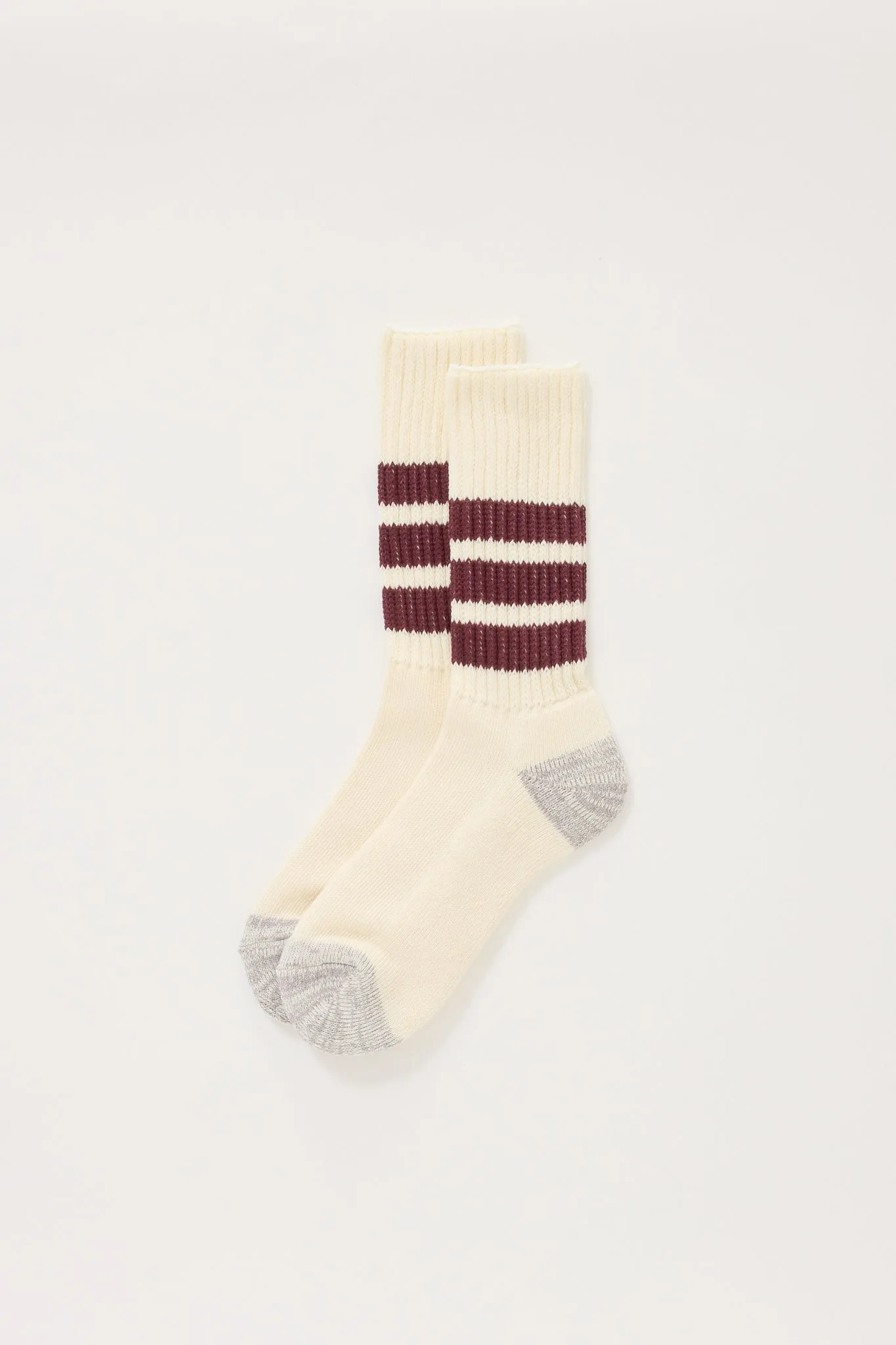 Coarse Ribbed Old School Crew Socks Bordeaux