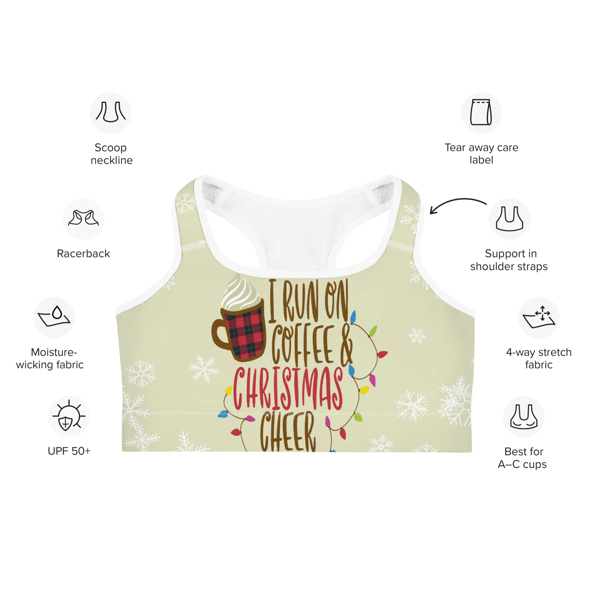 Coffee & Christmas Cheer Sports Bra