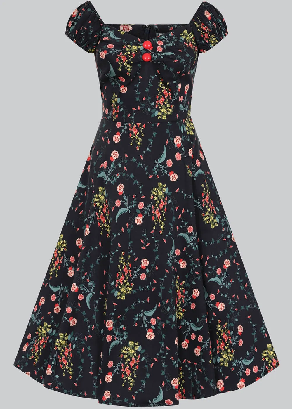 Collectif Dolores Hollyhocks Hooray 50's Swing Dress Multi