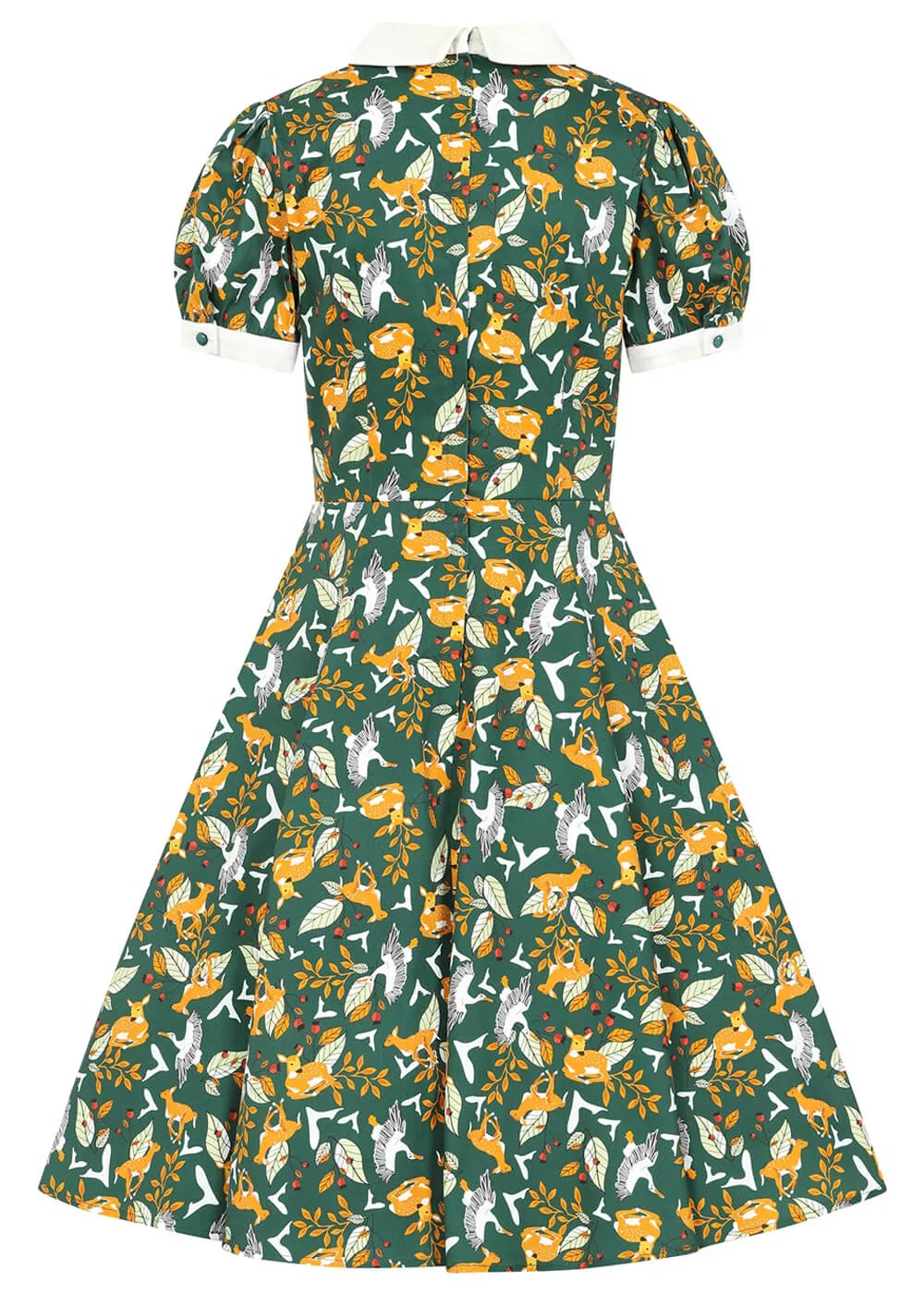 Collectif Peta Wild Berry Fields 40's Swing Dress Green