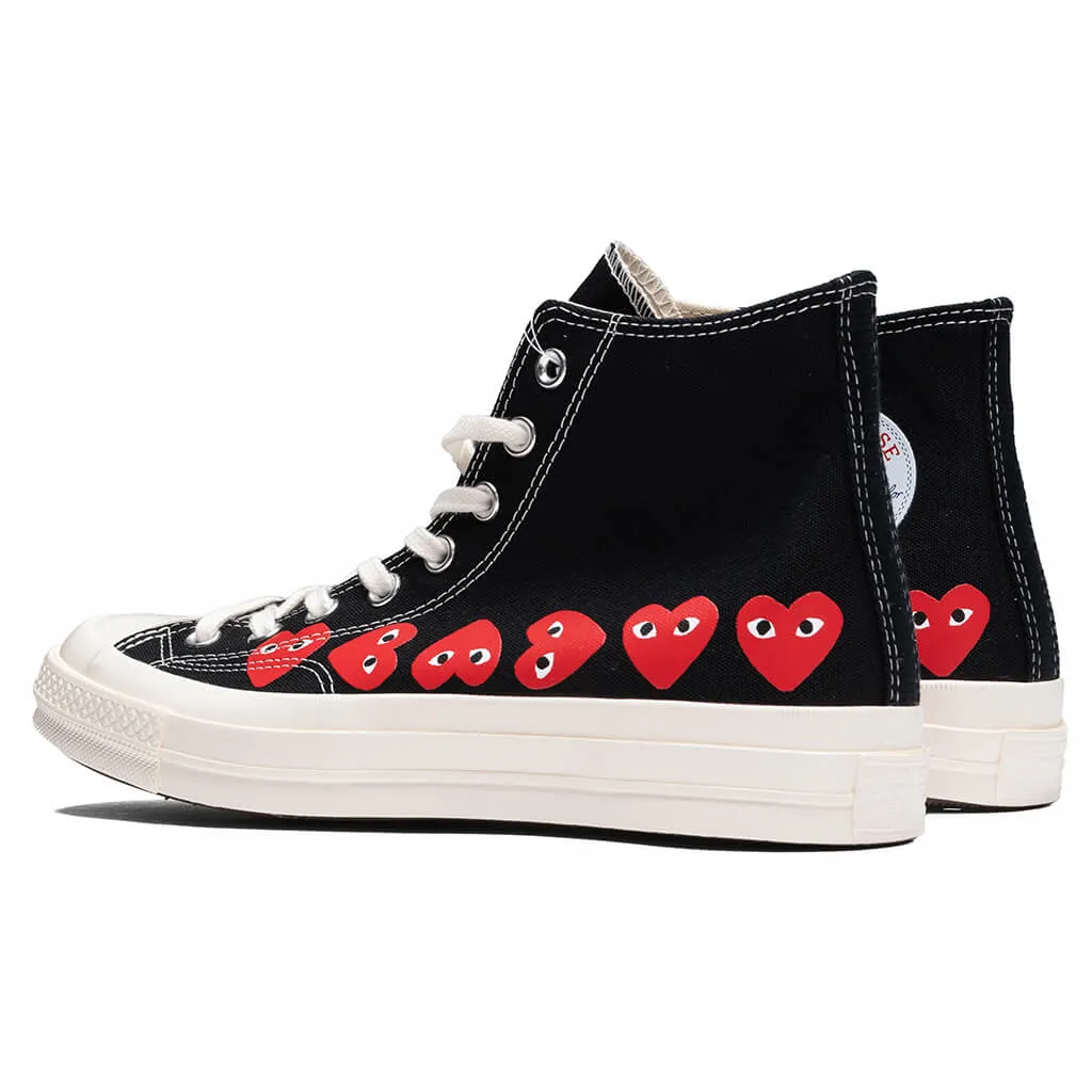 Converse x Comme Des Garcons PLAY All Star Chuck '70 Hi Multi Heart - Black/Red