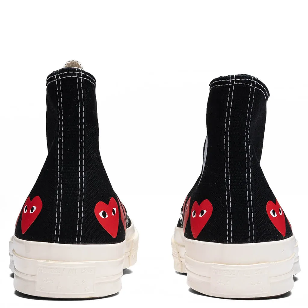 Converse x Comme Des Garcons PLAY All Star Chuck '70 Hi Multi Heart - Black/Red