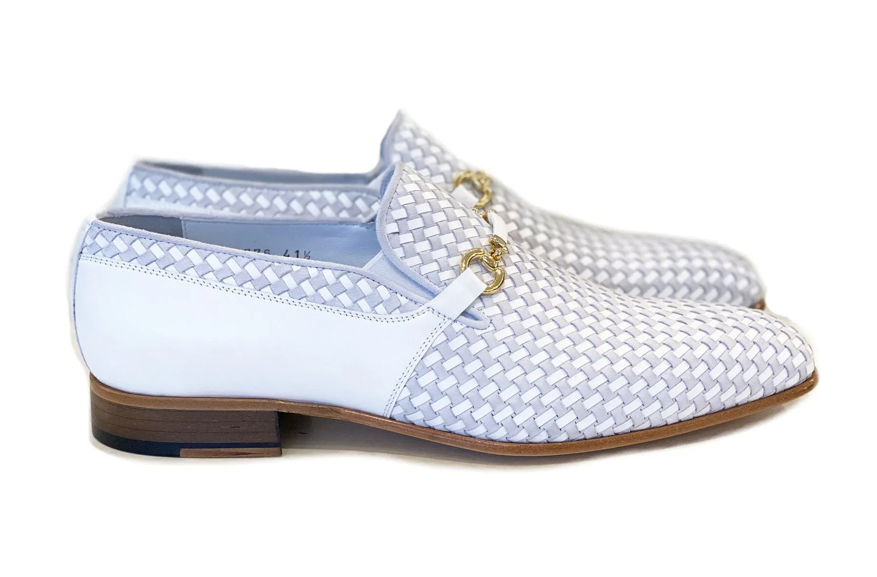 Corrente Woven Calfskin & Suede Slip-On Shoe White