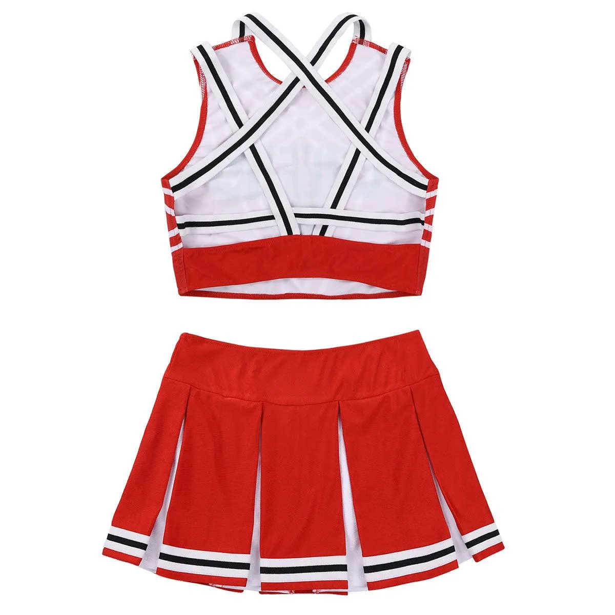 Crop Top with Mini Pleated Skirt Cheerleader Costume Set