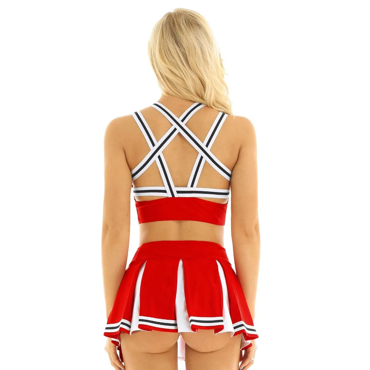 Crop Top with Mini Pleated Skirt Cheerleader Costume Set