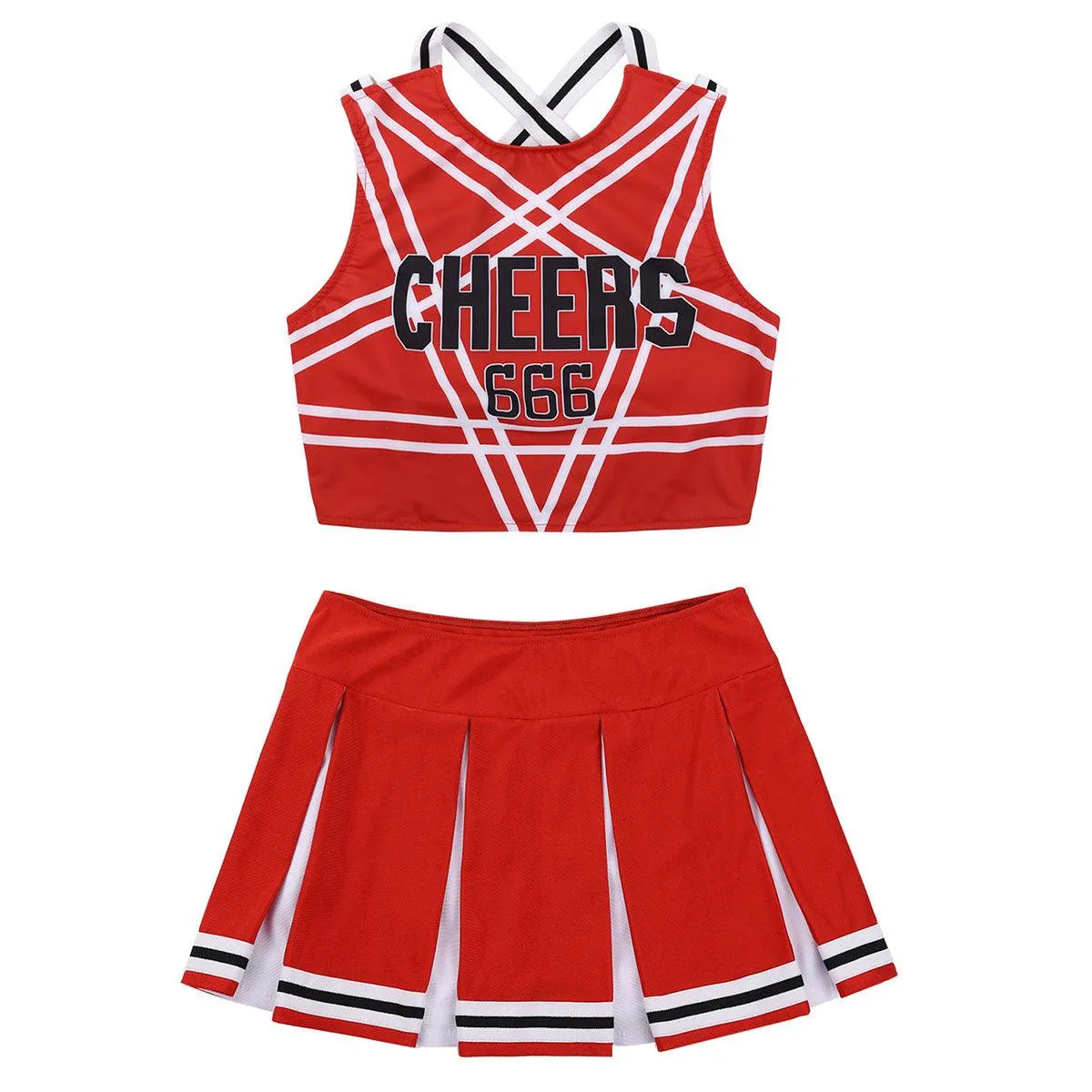 Crop Top with Mini Pleated Skirt Cheerleader Costume Set