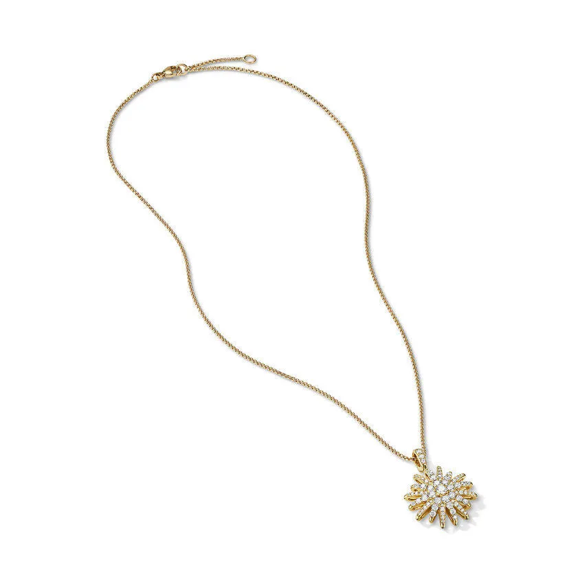 David Yurman Starburst Pendant Necklace in 18K Yellow Gold with Full Pave Diamonds