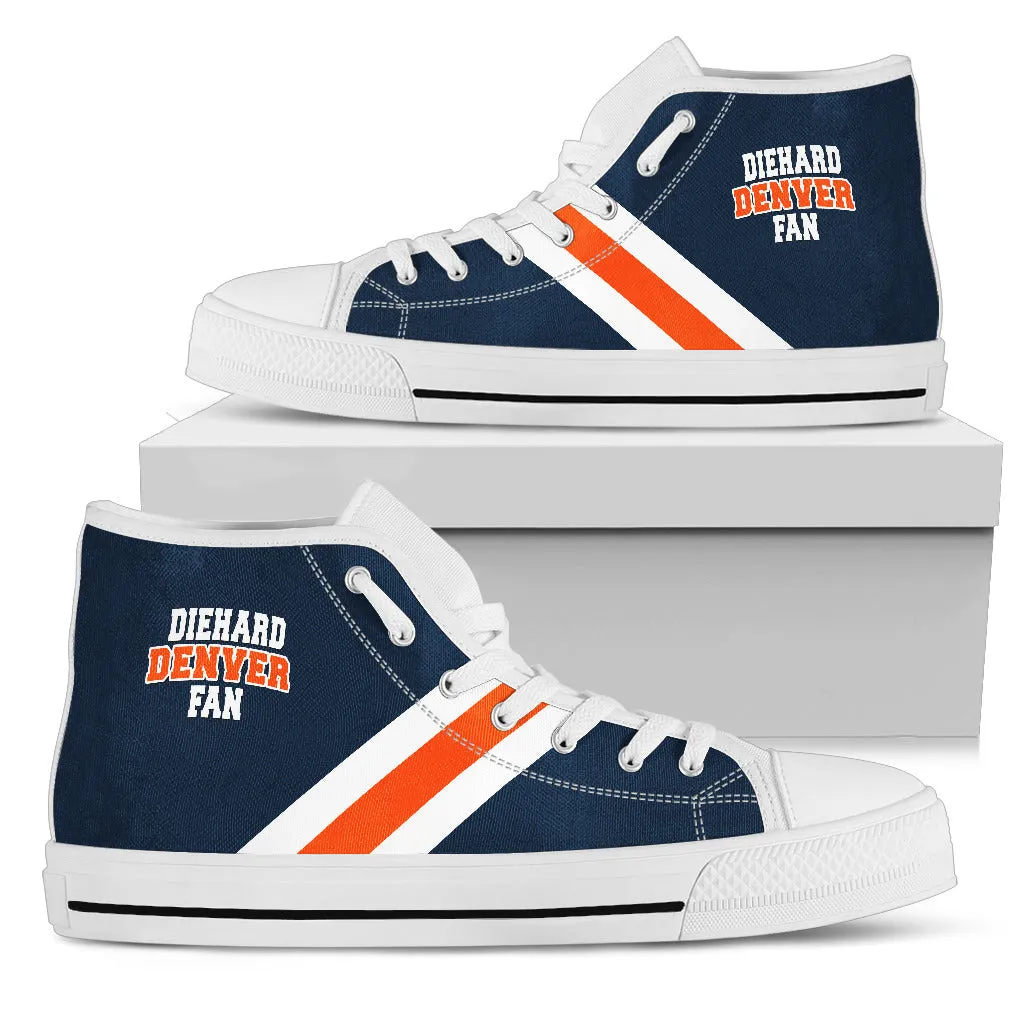 Diehard Denver Fan Sports High Top Shoes Navy White