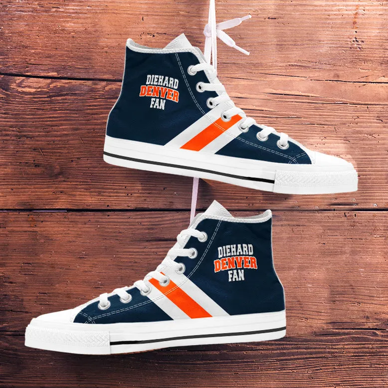 Diehard Denver Fan Sports High Top Shoes Navy White