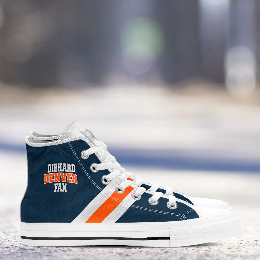 Diehard Denver Fan Sports High Top Shoes Navy White