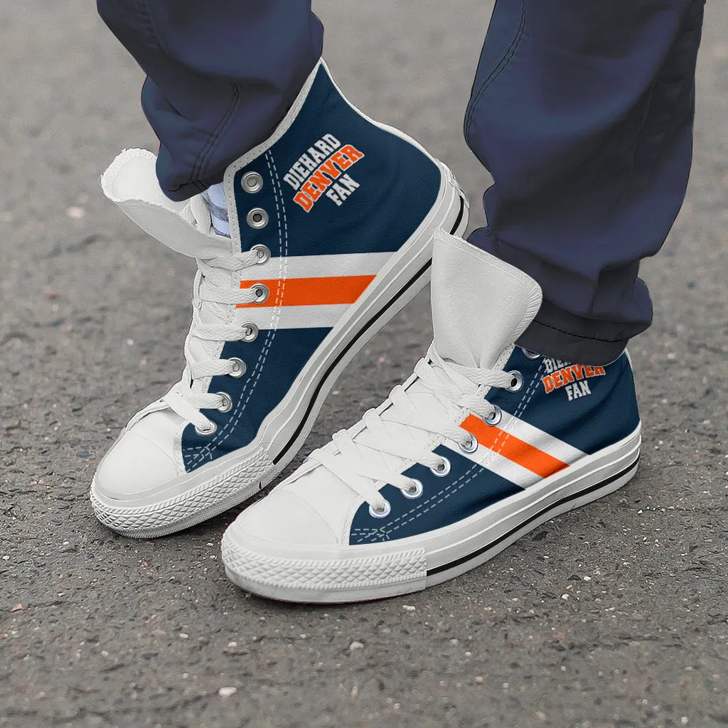 Diehard Denver Fan Sports High Top Shoes Navy White